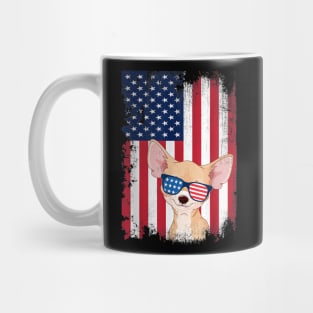 Chihuahua American Flag 4th Of July Vintage Mug